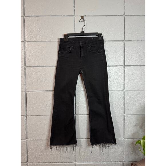 Women's AllSaints Heidi Kick Flare Cropped Faded Black Raw Hem Jean in size 27 - Picture 2 of 4